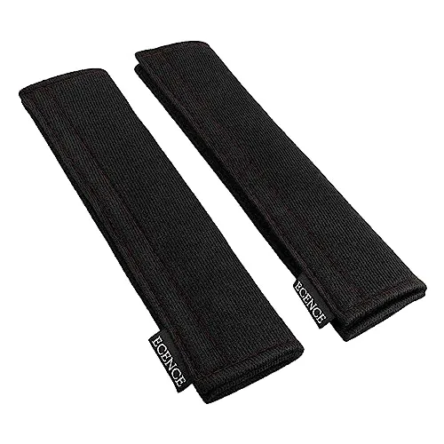 ECENCE 2 Stück Gurtpolster Auto Kinder & Erwachsene, Gurtschutz Sicherheitsgurt Polster, Schulterpolster, Gurtschoner für Anschnallgurte + Reisetaschen Schwarz mit roter Naht