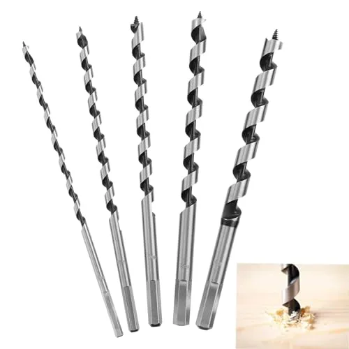 Holzbohrer Set, Schlangen-Bohrer Satz 5 Stück, Bohrer Schlangenbohrer mit Sechskant-Schaft,Spiralbohrer, Langbohrer，Holzschlangenbohrer Set, Holz Tools für Holzbearbeitung (Ø6/8/10/12/14x230MM)