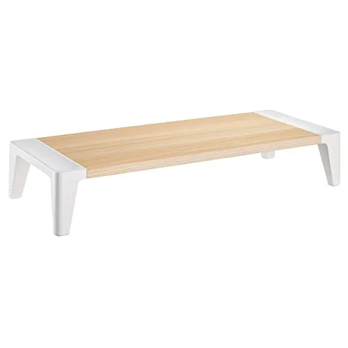 RICOO Monitorständer FS0142 - Ergonomische Bildschirmhöhe für optimale Sicht - Ständer für Computermonitore, modern und schlicht. Erhöht den Bildschirm für eine ergonomische Sitzhaltung und hat Platz für Tastatur und Maus.