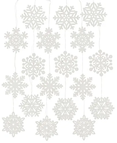 FRANK FLECHTWAREN Hänger Schneeflocke, im 18er Set, Stimmungsvolle Winterdeko, Blickfang, vielseitig einsetzbar