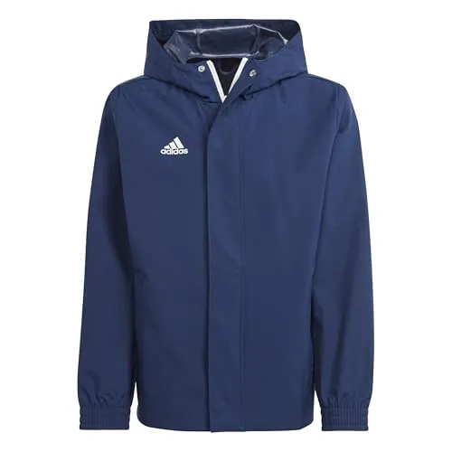 Adidas ENTRADA 22 ALLWETTER JACKE KINDER - blau - Jacken für Kinder, wetterfest mit Kapuze und elastischen Bündchen, ideal für Fußballspiele bei jedem Wetter.
