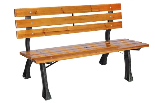 Parkbank Tannenholz - Gartenbank aus Holz und Metall für Balkon und Terrasse - Traditionelle Parkbank aus Tannenholz und Gusseisen, ideal für Innen- und Außenbereich. Mit einer Breite von 57 cm und einer Länge von 120 cm bietet sie gemütlichen Sitzkomfort.