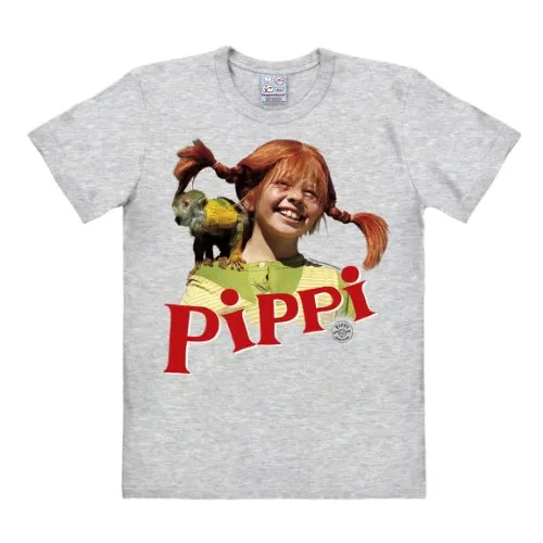 Logoshirt Herren Pippi – Nilsson Crew Hals T-Shirt Gr. XXX-Large, Graumeliert