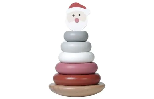 Kindsgut Stapelturm Weihnachtsmann aus Holz, Lernspielzeug zur Förderung der Motorik für Kleinkinder, weihnachtliches Design, Deko, Geschenk für Kinder ab 12 Monate