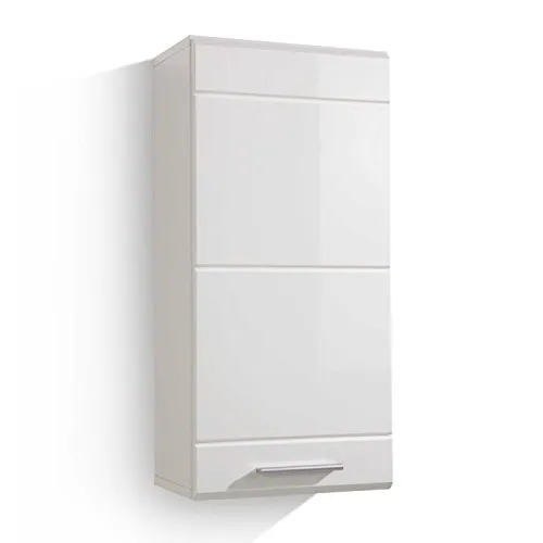 trendteam smart living Mezzo Hängeschrank - Dekorative Wandspiegel - Zeitloser Badschrank in Weiß Hochglanz, bietet viel Stauraum mit 2 Fächern und 1 Einlegeboden (37 x 77 x 23 cm), pflegeleicht und FSC zertifiziert.