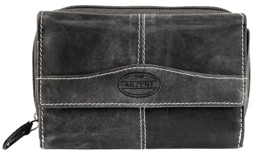 AKZENT Maram Damen Geldbörse aus Echtleder - Echtleder Geldbörse im Querformat (15 x 10 cm) mit Druckknopfverschluss, 14 Kreditkartenfächern und transparentem Ausweisfach – stilvoll und praktisch für jede Dame.