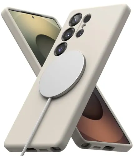 Ringke Silicone Magnetic Case [Kompatibel mit MagSafe] für Samsung Galaxy S25 Ultra Hülle, Weiche Beschichtung Kratzfest Schlank Leicht Schutz-Handyhülle für Magnet-Ladegerät/Zubehör - Stone