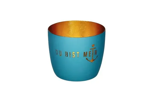 Madras Windlicht M, Du bist mein Anker in blau von GIFTCOMPANY