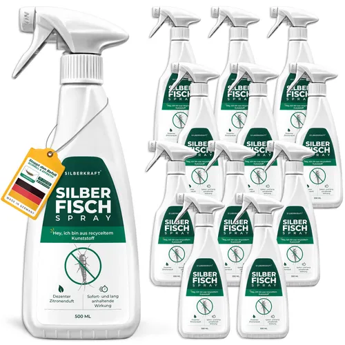 SILBERKRAFT Silberfischspray - Nützliche Haushaltshelfer – Effektives Spray gegen Silberfischbefall, wirkt schnell und nachhaltig dank dem natürlichen Wirkstoff Geraniol, ideal für feuchte Räume.