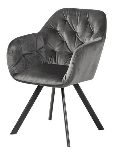 AC Design Furniture Kerstin Stuhl - Eleganter Samtstuhl in Grau - Esszimmerstühle mit modernem Design und komfortabler Polsterung. Ideal für stilvolle Einrichtungen, Maße: B: 57,5 x H: 81,5 x T: 61,5 cm.