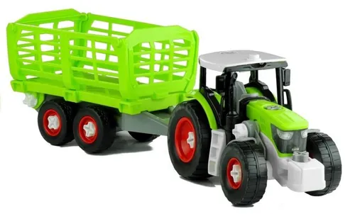 LeanTOYS Spielzeug-Boot Montagetraktor mit Anhänger 43 cm