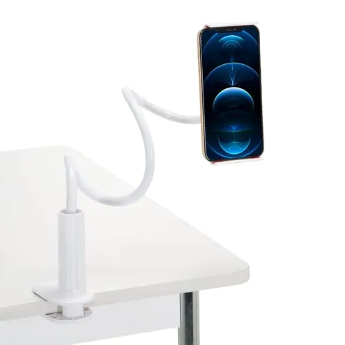FLEXMOBI I Handyhalterung mit Klemmfuß und Schwanenhals - Handy-Gadgets: Multifunktionale Halterung mit 80 cm flexiblem Schwanenhals, ideal für Tische und Betten. 360° Kugelgelenk für optimale Positionierung und sichere Befestigung.