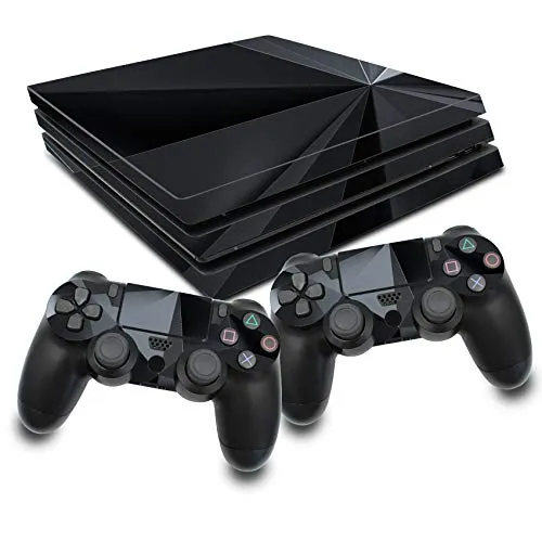 Schutz Folie Sticker Set für Spiele Konsole und Controller Gehäuse Aufkleber Vinyl Skin gegen Kratzer Design Cover passgenau selbstklebend RX022 (PS4 Pro, Nr. 3 Polygon Schwarz)