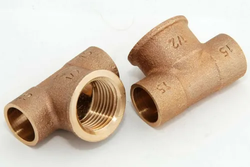 2x Rotguss T-Stück 15mm - 1/2