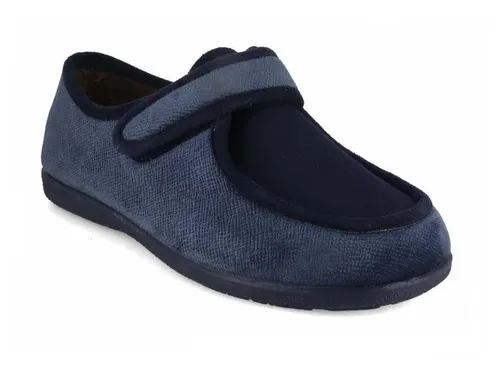 Varomed vital Klettslipper Ricardo - Marine, 38 - Herren-Hausschuhe mit praktischem Klettverschluss für einfachen Einstieg und optimalen Halt, ideal für Zuhause und pflegebedürftige Personen.