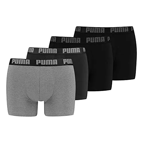 PUMA Herren Boxershorts Everyday Boxer 4er Pack - Herren-Boxershorts aus atmungsaktiver Baumwollmischung, 4er Pack mit doppeltem Frontbereich für hervorragenden Tragekomfort und umlaufendem Markenschriftzug.