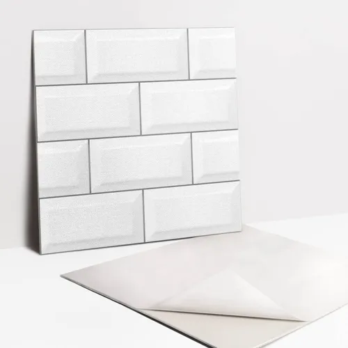 Selbstklebende PVC-Fliesen Ziegel-Design für Wände und Böden - Moderne selbstklebende Fliesen im Ziegel-Design, ideal für Büro, Wohnzimmer oder Küche. Einfach anzubringen und pflegeleicht, verleihen sie jedem Raum einen frischen Look.