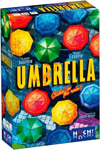 Umbrella: Strategisches Familienspiel in New York - Gesellschaftsspiel mit strategischem Ansatz, bei dem Spieler Passanten mit Regenschirmen choreografieren und Geschick sowie Taktik kombinieren müssen.