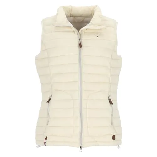 modAS Damen Steppweste unifarben mit Stehkragen - Weste gesteppt mit 2-Wege-Reißverschluss in Vanille Größe 52/54