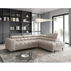 P & B Ecksofa Beige, 5-Sitzer L-Form 276x200 cm - Beiges Ecksofa von P & B, ideal für Ihr Wohnzimmer. Mit Platz für 5 Personen und stilvollem Design in L-Form bietet es Komfort und Eleganz. Hergestellt in der EU.