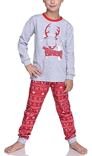 Timone Mädchen Schlafanzug TITR433/434v2 (Grau/Rot, 134)