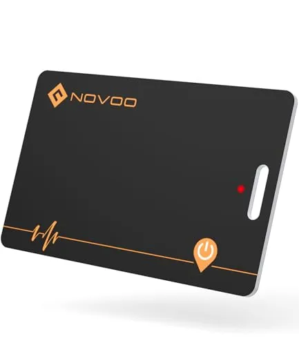 NOVOO Wallet Tracker Karte, kabelloses Laden von Brieftaschen, wiederaufladbar, Bluetooth-Tracking, 1,9 mm, IP68 (nur IOS, Apple Find My), Air Tag GPS Anti-Verlust für Reisepass/Gepäck