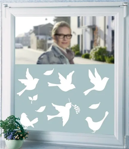 WENKO Sichtschutzfolie Vögel, Fensterfolie Vogel-Motiv  lichtdurchlässig