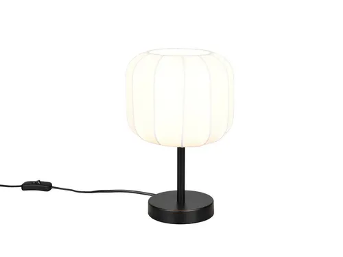 Reality Leuchten LED Nachttischlampe, Dimmfunktion, LED wechselbar, über Schalter in 3 Stufen dimmbar, warmweiß, Ausgefallene besondere Lampenschirm Stoff-lampe Fensterbank, Höhe 31cm