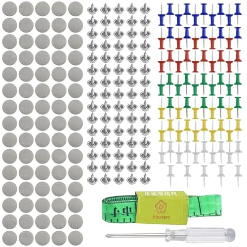 Baxcdyswe 65 Stück Dachhimmel Reparatur Set, KFZ Reparatur Nieten, Universal Auto Verdeck Reparatur Set, mit Stecknadeln Schraubendreher Maßband, Ersatz Dachhimmel Reparaturknopf für Alle Autos