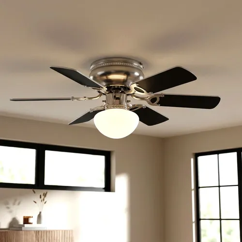Moderner Deckenventilator mit Beleuchtung und wendbaren Flügeln - Ventilator und Wohnzimmerlampe in einem, mit wendbaren Flügeln in Graphit oder Weiß. Ideal für Räume bis 12m², leiser Motor, bis zu 30% Heizkostenersparnis durch Rücklauf-Funktion.