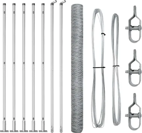 vidaXL Zaun mit Pfosten Silber 1.6 x 10 m - Gartenzäune aus PVC-beschichtetem Stahl, wetterfest und rostbeständig, ideal zur Abgrenzung von Gärten oder für mehr Privatsphäre.