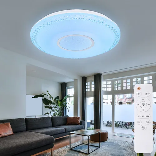 Dimmbare Deckenleuchte mit Sterneneffekt und Fernbedienung