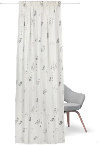 Feel of Nature Gardine Helga, blickdicht und floral - Gardinen in grau, mit Kräuselband für einfache Aufhängung. Blickdicht und aus 100% Baumwolle, ideal für ein stilvolles Ambiente.