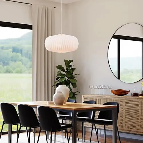 Lightbox Boho Hängelampe mit Origami-Schirm - Hängeleuchten & Pendelleuchten - Elegante Pendelleuchte mit kürzbarem Kabel und E27-Fassung für individuelle Anpassung und Verwendung von LED-Leuchtmitteln.