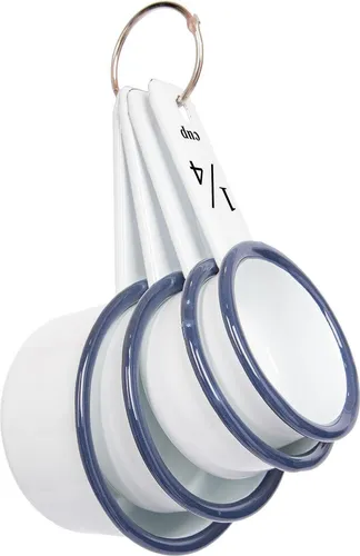 4pc Blau Weiß Emaille-Messbecher-Set - Metall Küche Backen Kochen Essen Würzen Teelöffel Messen Scoop Löffel - Von Argon Ta