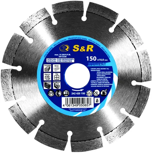 S&R Diamant-Trennscheibe Segment 150x2,2 mm - Hochwertige Trennscheibe mit 150 mm Durchmesser und 2,2 mm Schnittbreite, ideal für präzise Schnitte in verschiedenen Materialien. Perfekt für den professionellen Einsatz.