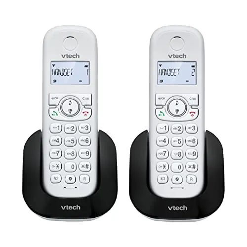 VTech CS1501 Schnurloses Duo DECT Telefon - Festnetztelefon mit integrierter Freisprecheinrichtung, ideal für Büro und Zuhause. Genießen Sie kristallklare Gespräche und bis zu 20 Stunden Sprechzeit.