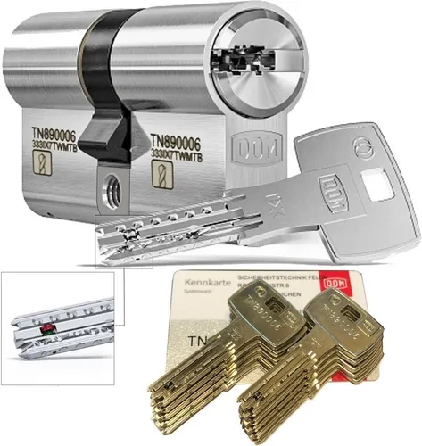 DOM iX Twido 333iX7TWMTB Modular-Doppelzylinder - Schließzylinder mit höchster Sicherheitsstufe, veränderbare Längen und ausgezeichnetes Handling für optimale Anpassung und Schutz gegen unbefugtes Kopieren.