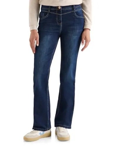 CECIL Bootcut Jeans Dark Blue wash 32 - Jeans in Dunkelblau mit Bootcut-Schnitt, ideal für einen modischen Look. Hoher Tragekomfort dank Slim Fit High Waist Design, perfekt für jeden Anlass.
