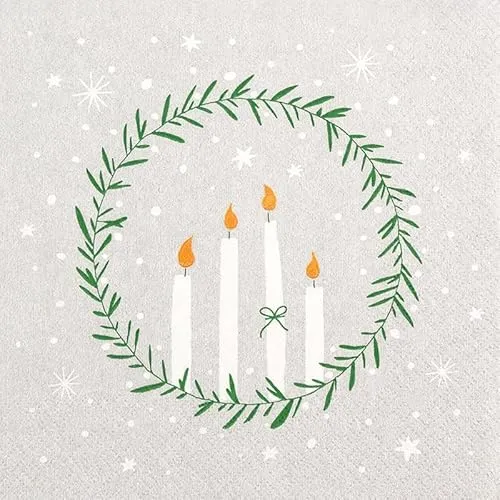 Home Fashion 20 Servietten Weihnachten Zarter Kerzenkranz als Tischdeko. Papierservietten weihnachtlich mit Motiv. Auch für Decoupage und Serviettentechnik 33x33cm