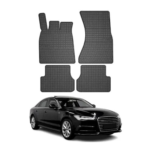 OMAC Gummi Fußmatten für Audi A6 C7 (2011-2018) – 4tlg. Set - Hochwertige Allwetter-Fußmatten aus geruchlosem Gummi, wasserfest und rutschfest. Ideal für optimalen Schutz Ihres Audi A6 C7 Innenraums.