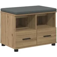 vidaXL Flurbank mit Kissen - Artisan-Eiche, 60 x 38 x 46 cm - Moderne Flurbank mit praktischem Stauraum und bequemem Kissen. Ideal für Eingangsbereiche, passt sich verschiedenen Einrichtungsstilen an und sorgt für Ordnung.