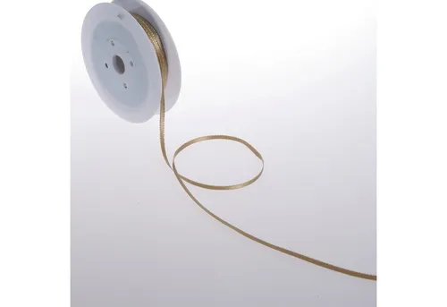 Deko AS Dekoband Double-Face Satin mit Goldkante - beige - 3mm - 50m - 32103 59