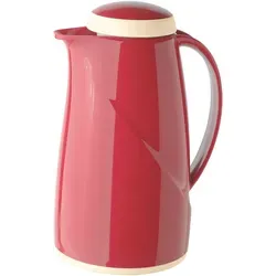 Helios Wave S+ Kunststoff-Isolierkanne, rot, 1 Liter - Thermobehälter mit 6 Stunden Wärmespeicherung, bruchsicherem Edelstahleinsatz und spülmaschinenfest. Ideal für Tee und Kaffee – perfekt für Zuhause, Büro oder unterwegs.