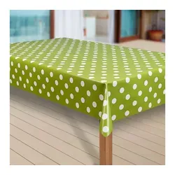 laro Tischdecke Wachstuch-Tischdecken Abwaschbar Punkte grün rechteckig grün 110 cm x 110 cm