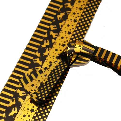 Fröbelsterne, Papierstreifen gold/schwarz, 20 Streifen, 25mm x 700mm