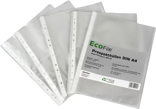 Kranholdt Prospekthülle Prospekthülle A4 aus Post-Consumer-Recycling PP, mit Abheftrand, oben offen