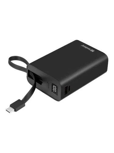 Sandberg Powerbank 20000 PD20W Connect - Schwarz - Powerbank mit 20000 mAh, schnelles Laden mit 20W PD und QC 3.0, ideal für unterwegs und für mehrere Geräte gleichzeitig.