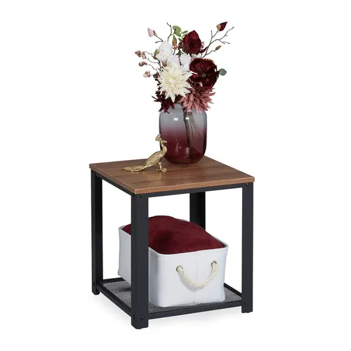 Beistelltisch Ablagetisch Nachttisch mit 2 Ablagen - Tisch für Wohnzimmer, stabil und quadratisch, ideal für platzsparende Ablage und stilvolle Akzente.