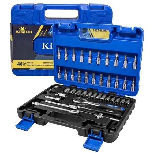 KingTul 46-teilig Werkzeugsatz 1/4 Bits Stecknüsse im Koffer